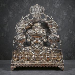 Lampada Hanukkah in Argento - Polonia XIX Secolo 